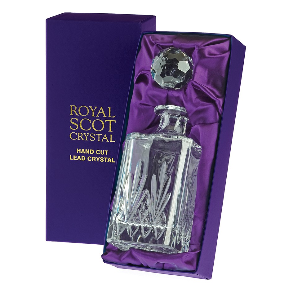 1 Royal Scot Crystal Square Spirit Decanter - Highland - PRESENTATION BOXED
